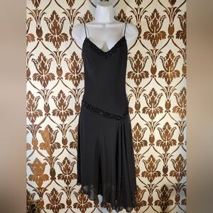 Vtg. ETNAFELE Bazil Women's M Black Chiffon Beaded Embellished Lined Salsa Style